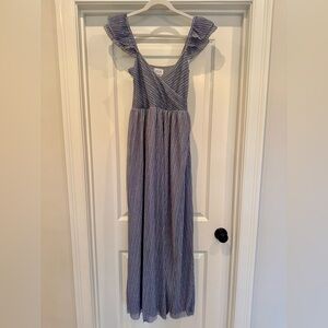 Sailor Striped Maxi Dress with Ruffle Sleeves